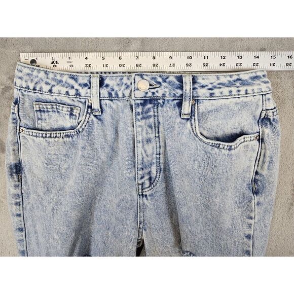 Flamingo Jeans M 28x32 Acid Wash Distressed Destroyed Flared Button Fly Grunge - Picture 8 of 14